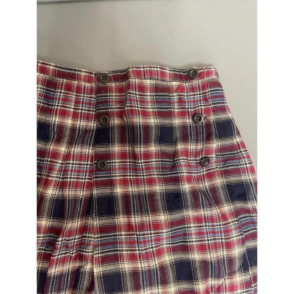 Vintage In Design Mini Skirt Girls Size 10 Plaid Blue Red Pleated Y2K